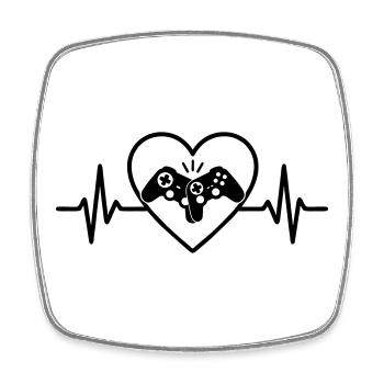 Manette Coeur Gamer Amour Jeux Vidéo - Magnet carré - blanc - Devant
