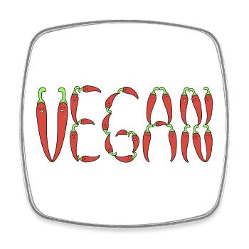 Chili vegan - Magnet carré - blanc - Devant