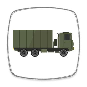 Militär-LKW - Viereckiger Kühlschrankmagnet - Weiß - Vorne