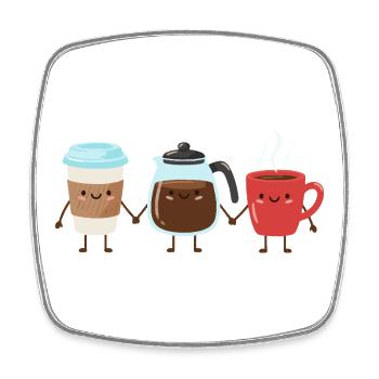 Lustiger Kaffee Cartoon Koffein Kunst - Viereckiger Kühlschrankmagnet - Weiß - Vorne