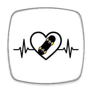 Skateboard Heart Sport Urban Passion - Square fridge magnet - white - Front