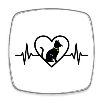 Katze Herz Silhouette Süß Pet Lover Geschenk - Viereckiger Kühlschrankmagnet - Weiß - Vorne