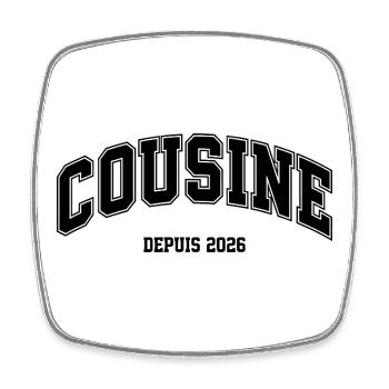 Cousine 2026 Annonce Grossesse - Magnet carré - blanc - Devant