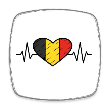 Belgische Flagge Heartbeat Line Belgian Pride Design - Viereckiger Kühlschrankmagnet - Weiß - Vorne