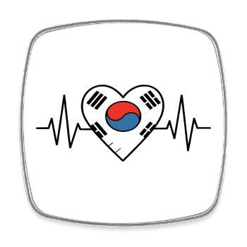 Südkorea Flagge Heartbeat Line Korean Pride - Viereckiger Kühlschrankmagnet - Weiß - Vorne