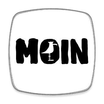 Moin mit die Möwe - Viereckiger Kühlschrankmagnet - Weiß - Vorne