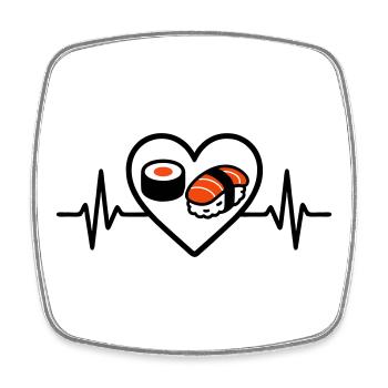 Sushi Heart Maki Salmon Japan Food Lover - Square fridge magnet - white - Front