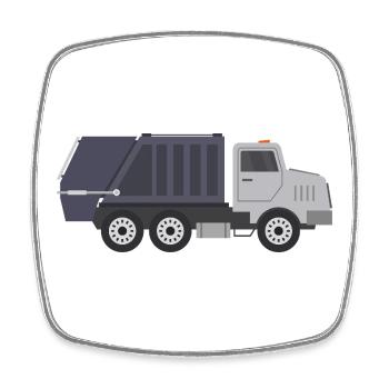 Camion à ordures - Magnet carré - blanc - Devant