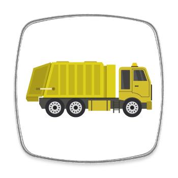Camion à ordures - Magnet carré - blanc - Devant