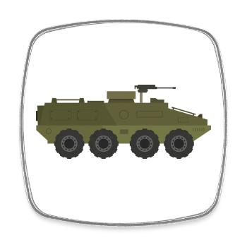 Char militaire - Magnet carré - blanc - Devant