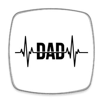 Papa Battement de cœur – Père Cadeau - Magnet carré - blanc - Devant