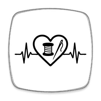 Coeur + Couture – Passion Couture - Magnet carré - blanc - Devant