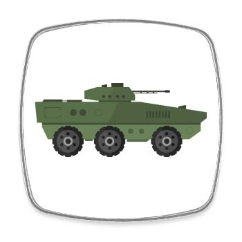 Char militaire - Magnet carré - blanc - Devant