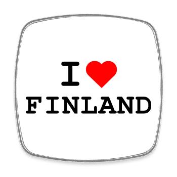 J’aime la Finlande - Finland Heart Design - Magnet carré - blanc - Devant