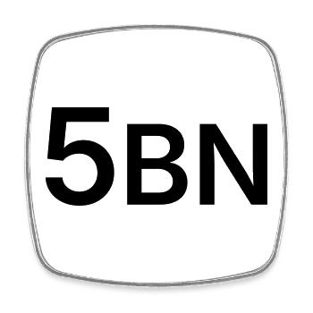 5BN lettering black - Square fridge magnet - white - Front