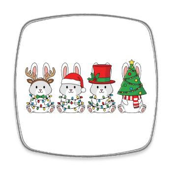 Rabbit Santa Claus Christmas Lights - Square fridge magnet - white - Front
