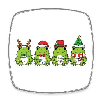 Frosch Weihnachtsmann Weihnachtsbeleuchtung - Viereckiger Kühlschrankmagnet - Weiß - Vorne