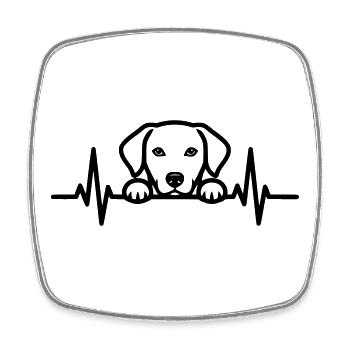 Dog Heartbeat – Pet & Dog Lover Lineart - Square fridge magnet - white - Front