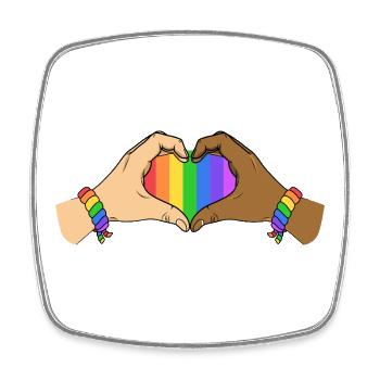 Pride Heart Hands Unity Rainbow Love Support Art - Magnet carré - blanc - Devant