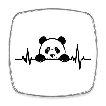 Style ligne Heartbeat de Panda mignonne - Magnet carré - blanc - Devant