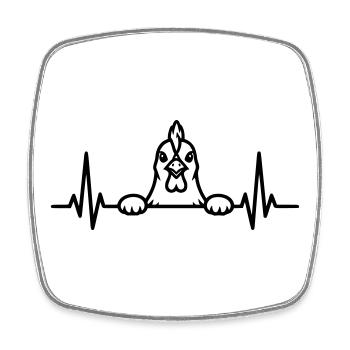 Graphique de Cartoon Pulse de Cœur de Poulet - Magnet carré - blanc - Devant