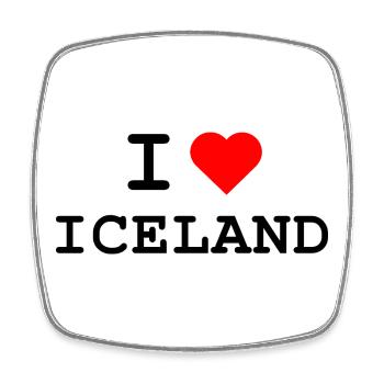 Ich liebe Island - J’adore l’Islande - Magnet carré - blanc - Devant
