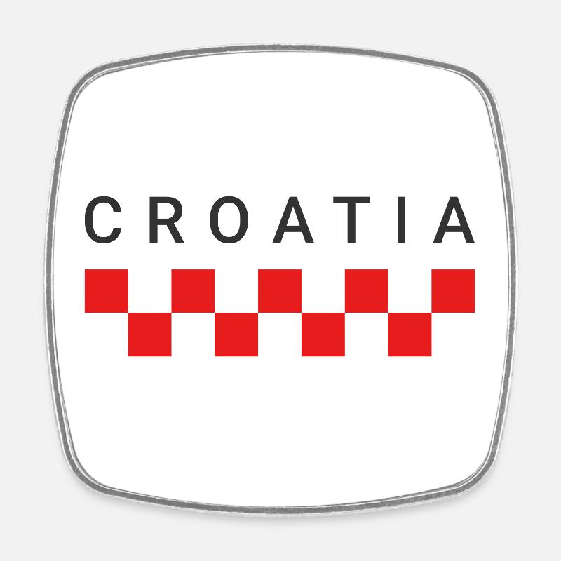 Croatia Red Squares - Square fridge magnet - white
