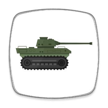 Char militaire - Magnet carré - blanc - Devant