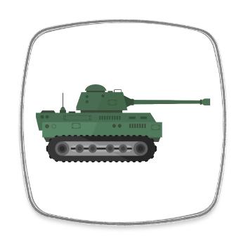 Char militaire - Magnet carré - blanc - Devant