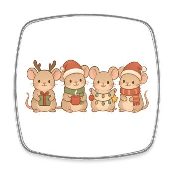 Souris Enfants Garçons Filles Souris de Noël - Magnet carré - blanc - Devant