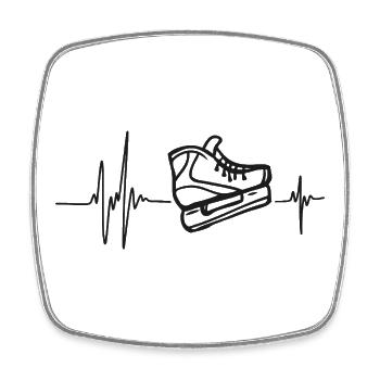 Eisschlittschuhe, Eiskunstlauf, Eishockey, Herzrhythmus - Viereckiger Kühlschrankmagnet - Weiß - Vorne