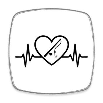 Heart Fishing – Passion Fisherman - Square fridge magnet - white - Front