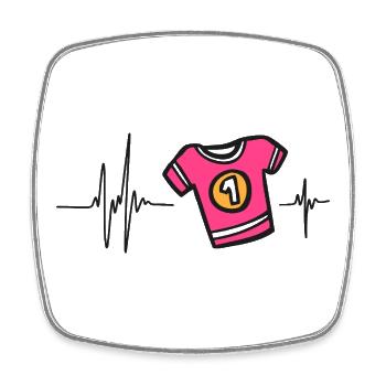 Sportleidenschaft | Rhythm Heart Trikot Nummer 1 - Viereckiger Kühlschrankmagnet - Weiß - Vorne