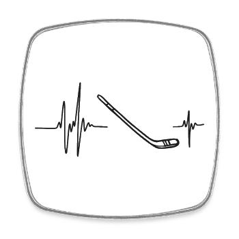 Hockey sur Glace | Palpitations Crosse et Palet - Square fridge magnet - white - Front