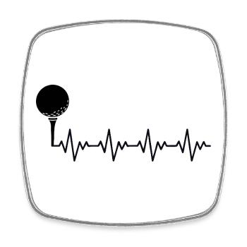 Golf Golfer Golf Ball ECG Heartbeat Heart Rate - Square fridge magnet - white - Front
