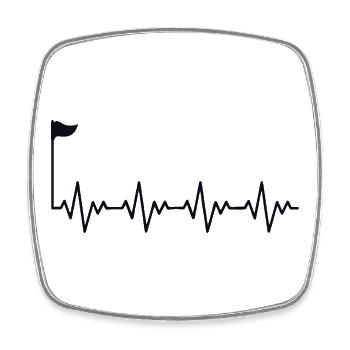 Golf Golfer Golf Golf Hole avec drapeau ECG Battement de cœur - Magnet carré - blanc - Devant