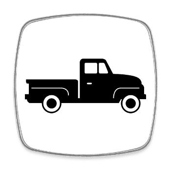 Vintage pick-up truck - Square fridge magnet - white - Front