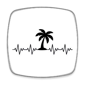 Palme Palmen Sonne Ferien EKG Herzschlag - Viereckiger Kühlschrankmagnet - Weiß - Vorne
