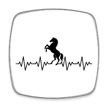 Pferd Reiter Reiten EKG Herzschlag - Viereckiger Kühlschrankmagnet - Weiß - Vorne