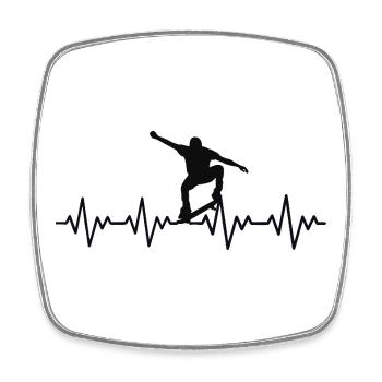 Battement de cœur ECG de skateboarder - Magnet carré - blanc - Devant