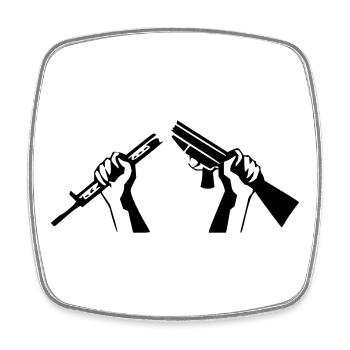 Zerbrochenes Gewehr - Friedenssymbol - Viereckiger Kühlschrankmagnet - Weiß - Vorne