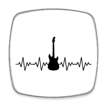 Battement de cœur ECG pour guitare électrique - Magnet carré - blanc - Devant