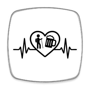 Heart Hiking Beer - Square fridge magnet - white - Front