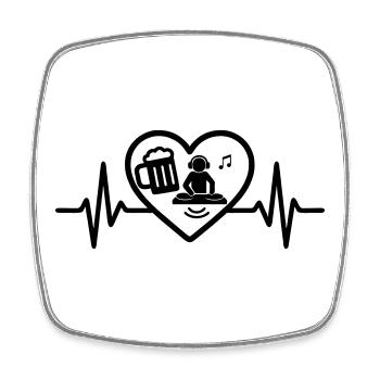 Heart DJ Beer - Square fridge magnet - white - Front