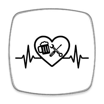 Heart Beer DIY Humor - Square fridge magnet - white - Front