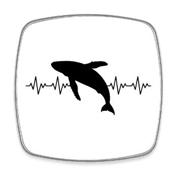Whale Whale ECG Heartbeat - Square fridge magnet - white - Front