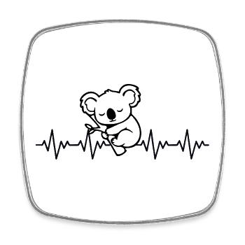 Koala ECG Heartbeat - Square fridge magnet - white - Front