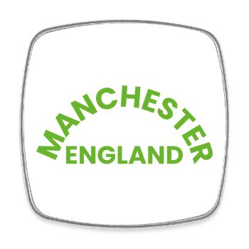 Manchester England Rundlogo - Viereckiger Kühlschrankmagnet - Weiß - Vorne