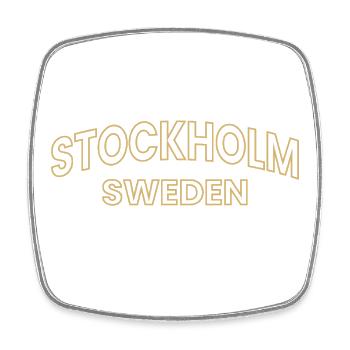 Stockholm Sweden Gold Outline Text - Square fridge magnet - white - Front