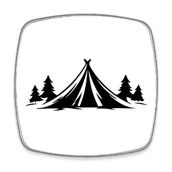 Icône nature de tente de camping - Magnet carré - blanc - Devant